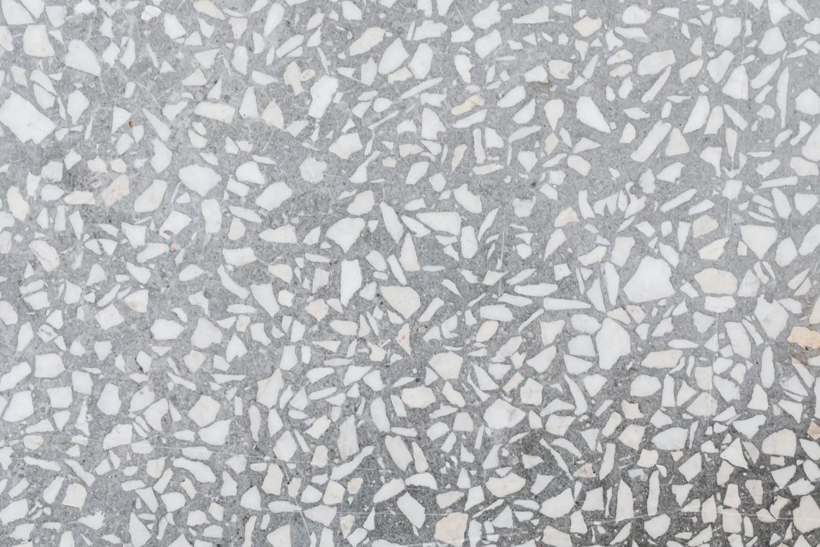 Grey terrazzo speckled with pale marble chips